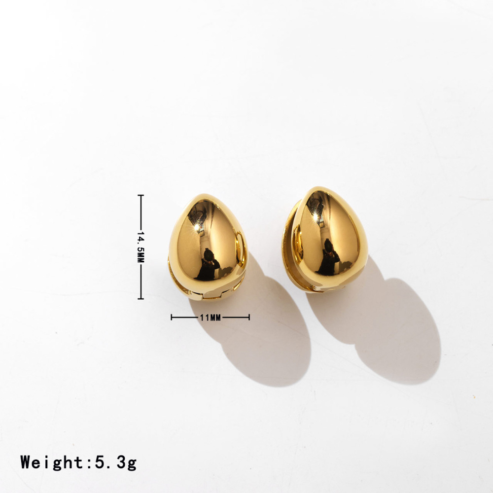 Stainless Steel With Yellow Gold PVD-Plated Dome Huggies Earrings