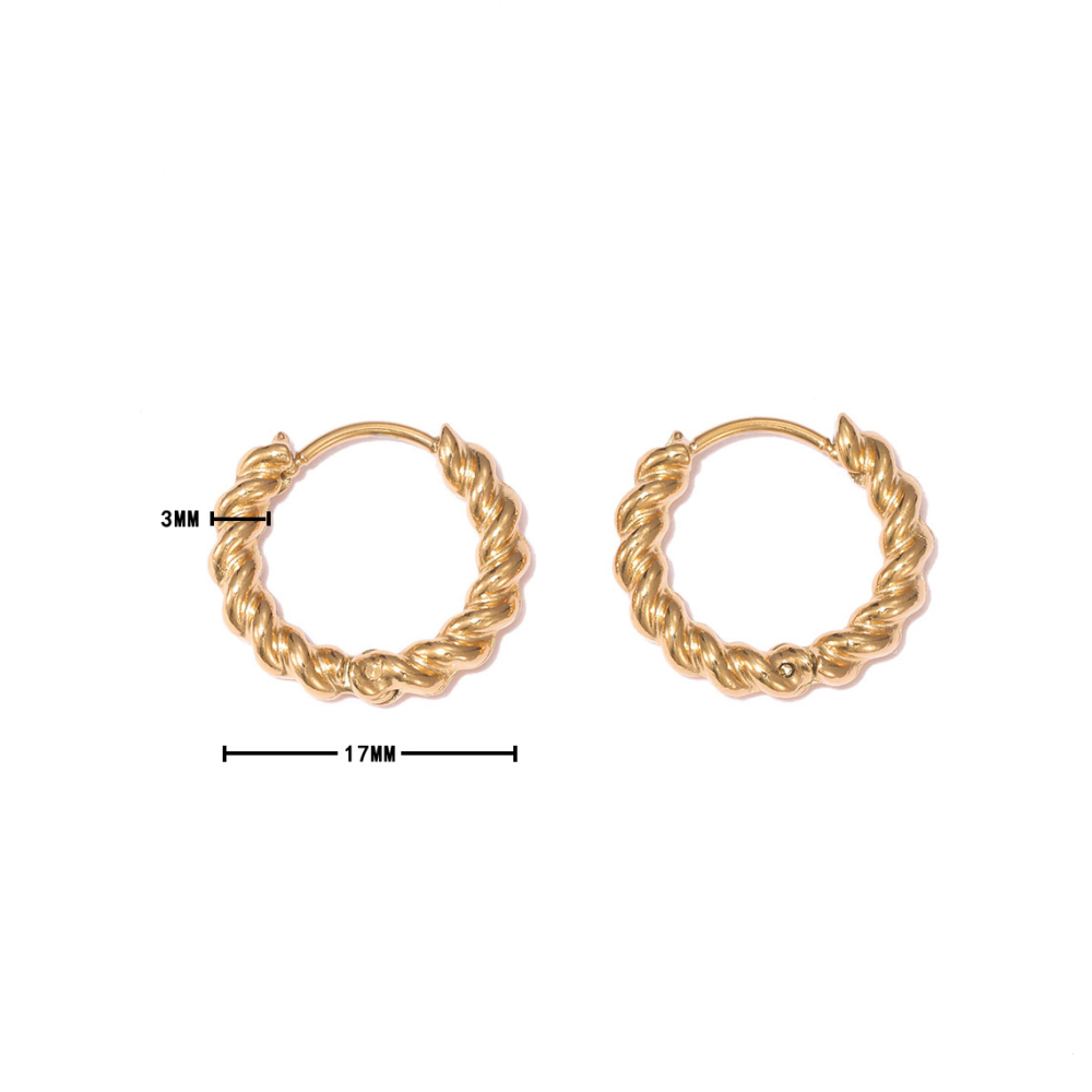 18k Gold-toned Twisted Rope Huggie Hoop Earrings In Stainless Steel