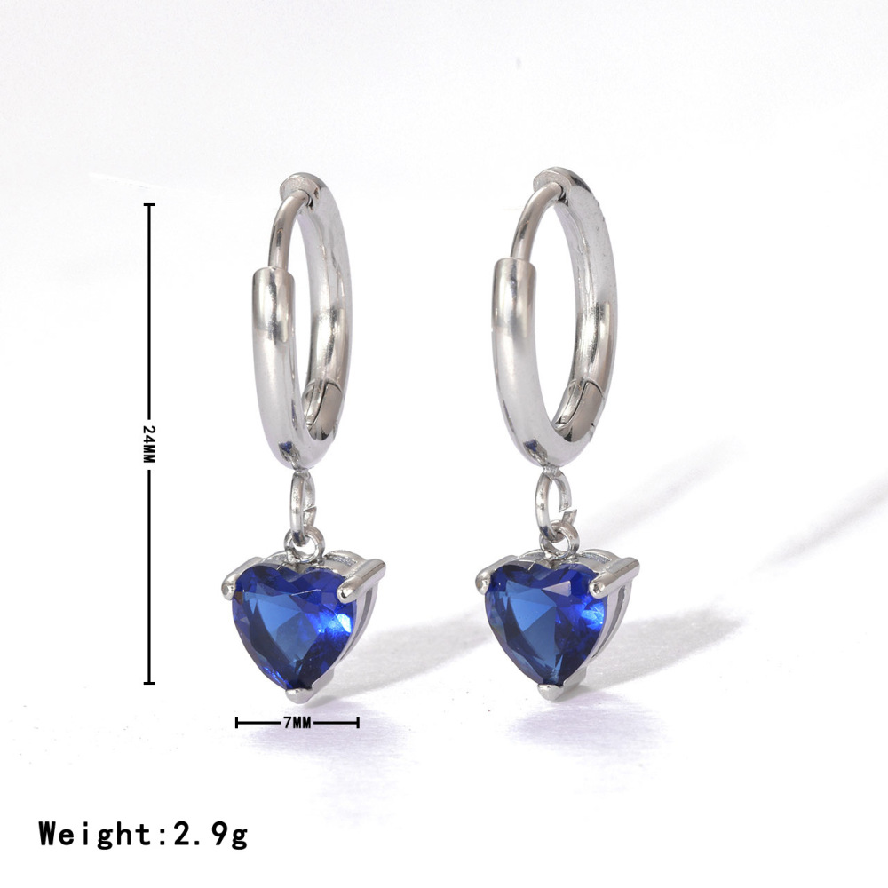 18K Gold Plated Heart Drop Hoop Earrings With Cubic Zirconia, Color Options Avialable
