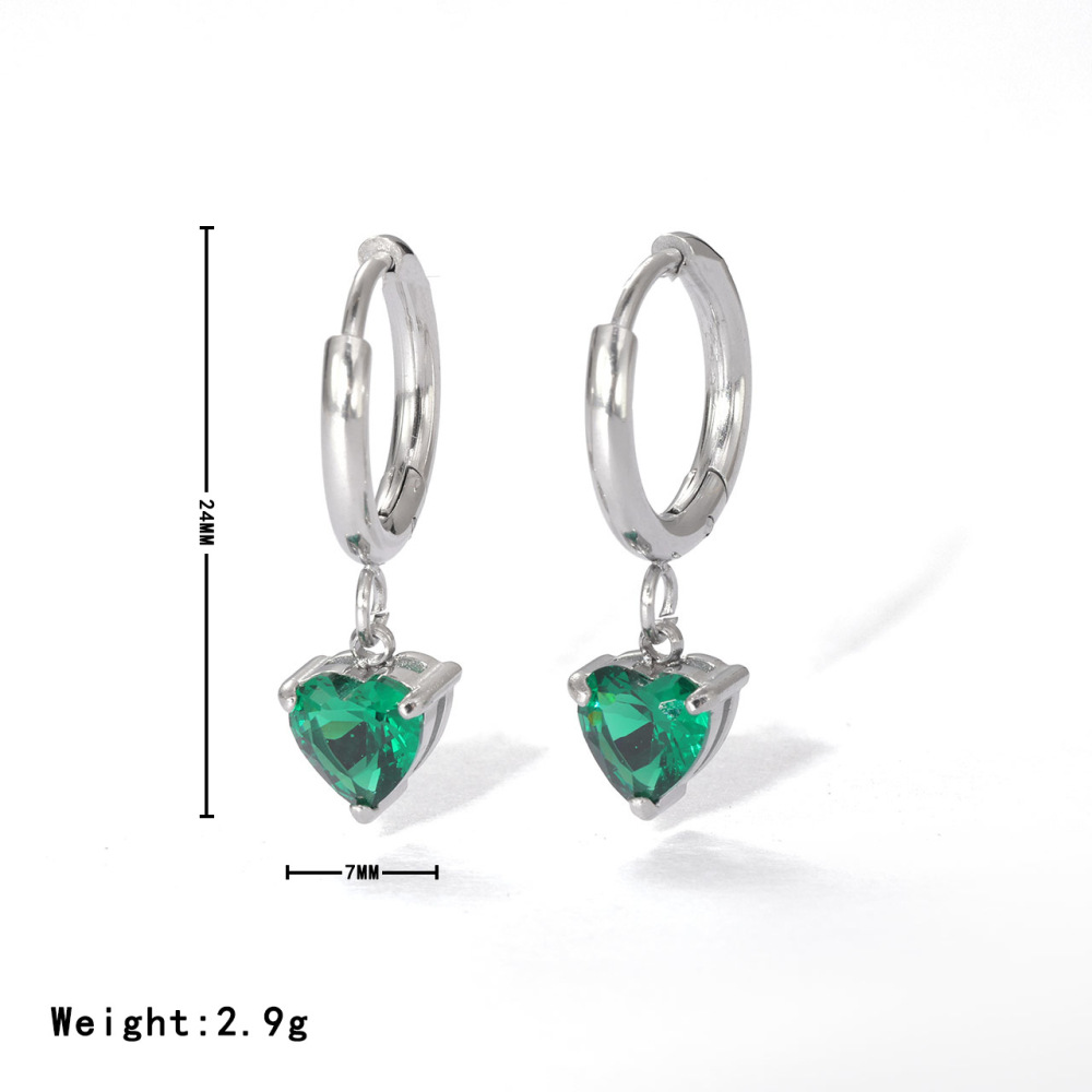 18K Gold Plated Heart Drop Hoop Earrings With Cubic Zirconia, Color Options Avialable