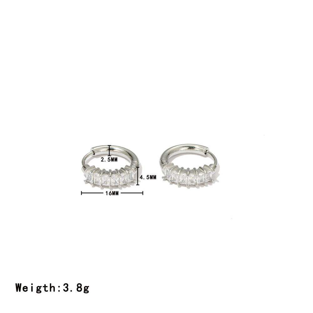 Rainbow Colored Princess Cut Cubic Zirconia Hoop Earrings In Stainless Steel