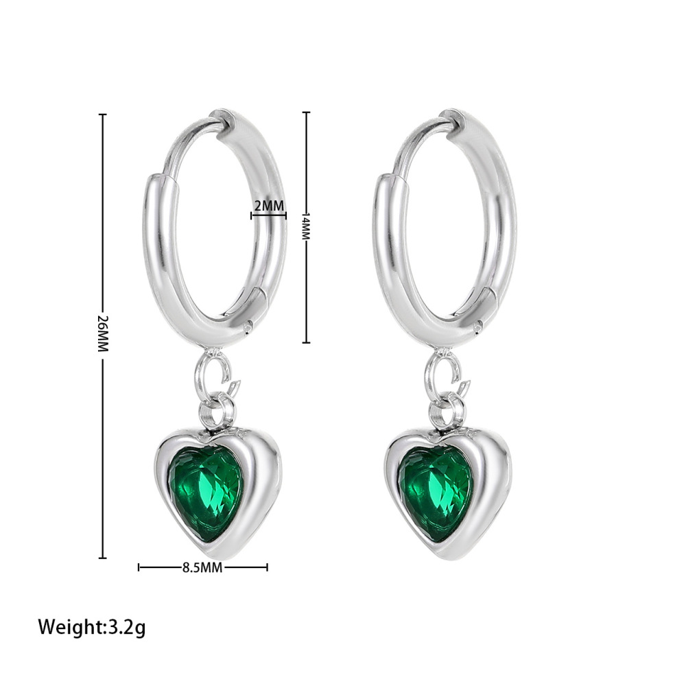 18K Gold Plated Heart Drop Hoop Earrings With Cubic Zirconia, Color Options Avialable
