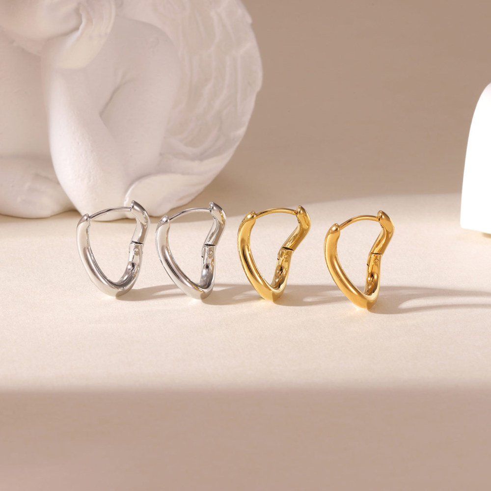 Irregular geometric square Hoop Earrings In PVD-coating Stainless Steel