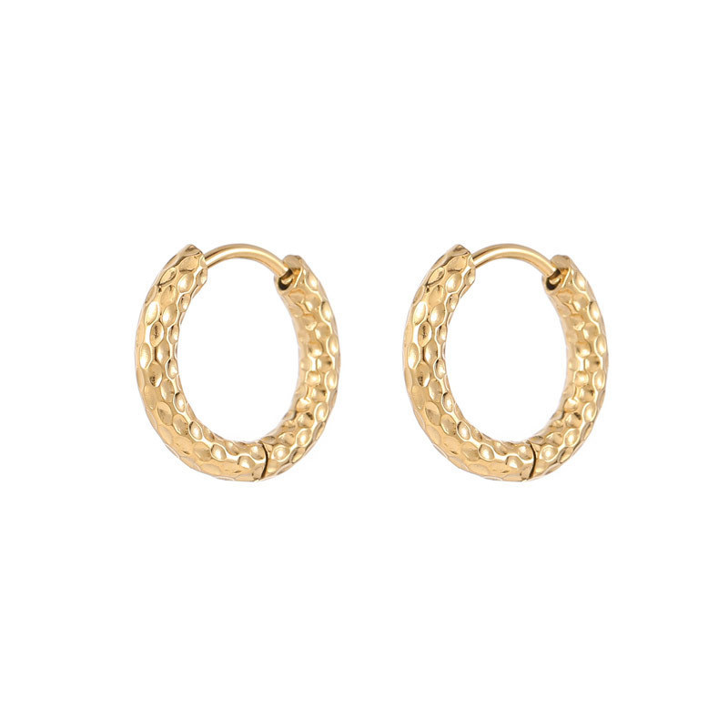 Waterproof Stainless Steel Twisted Huggie Hoop Earrings, Small Textured Gold & Silver Hoops