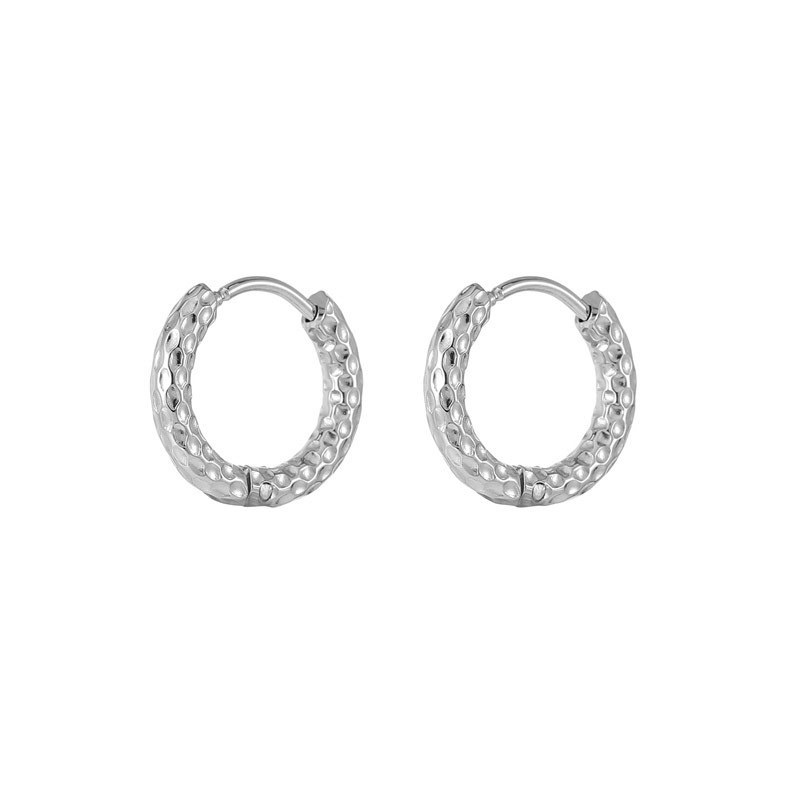 Waterproof Stainless Steel Twisted Huggie Hoop Earrings, Small Textured Gold & Silver Hoops