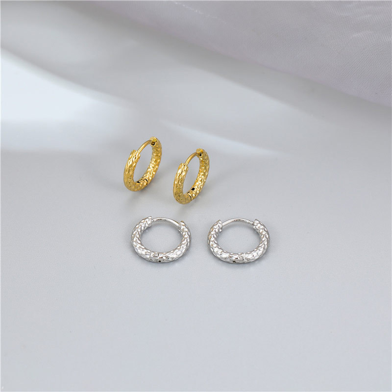 Waterproof Stainless Steel Twisted Huggie Hoop Earrings, Small Textured Gold & Silver Hoops