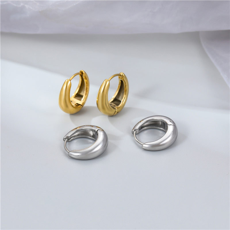 Classic Polished Small Hoop Earrings, Tarnish-Free Waterproof Stainless Steel Huggies, Available in Gold & Silver