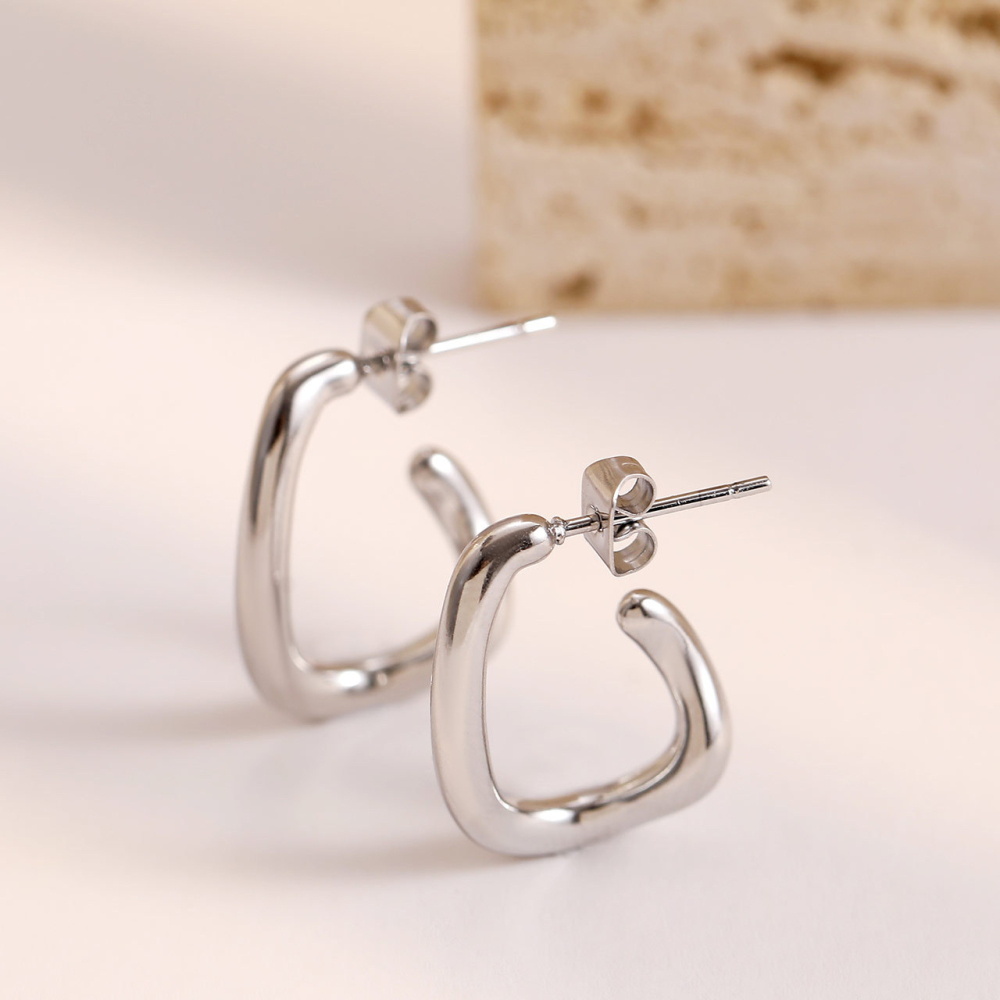 Polished PVD Plated Stainless Steel U-Shape Hoop Earrings