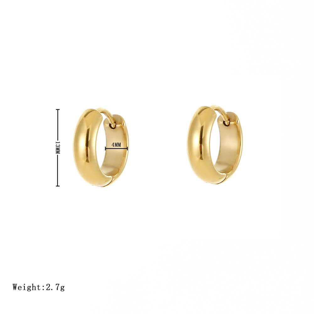 14K PVD Plated Stainless Steel Chunky Polished Huggie Hoop Earrings