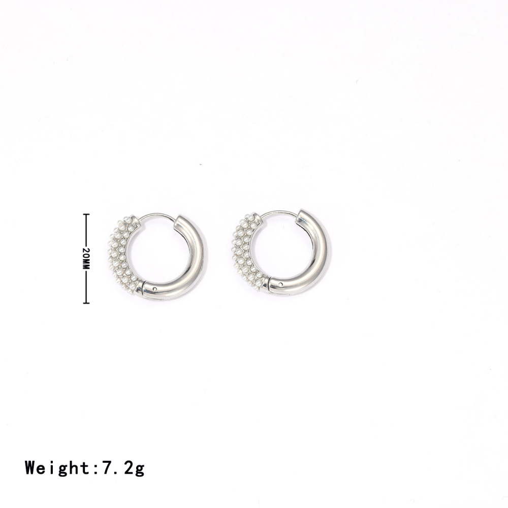 Half Pave Cubic Zirconia Stainless Steel 14K PVD  Hoop Earrings with Hinged Snap Back