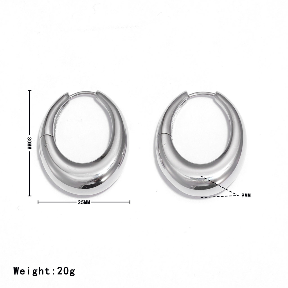 Stainless Steel PVD 14K Gold Plated Chunky Huggie Hoop Earrings with Polished Finish
