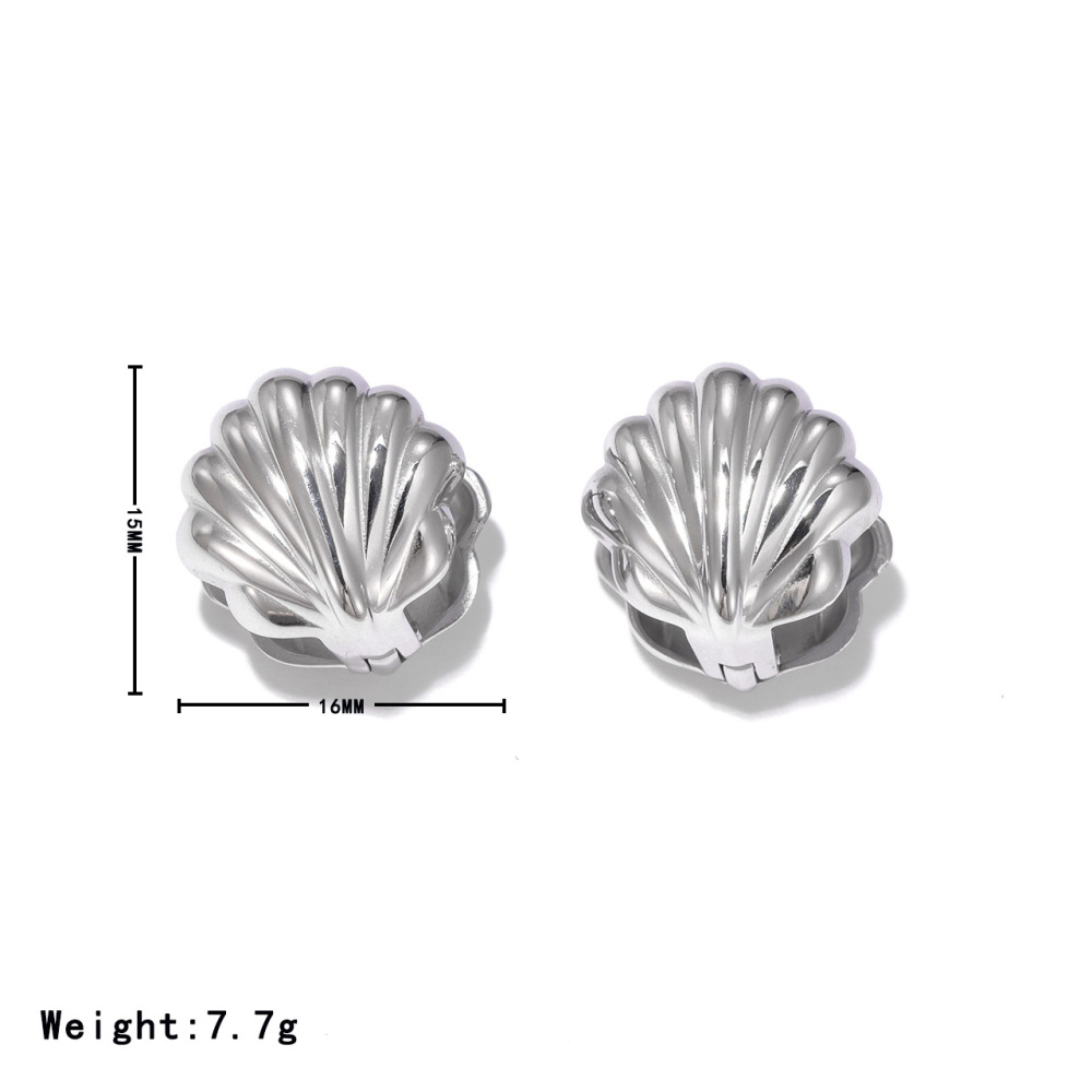 Shell Shape PVD 14K Stainless Steel Huggie Hoop Earrings with Hinged Snap Back