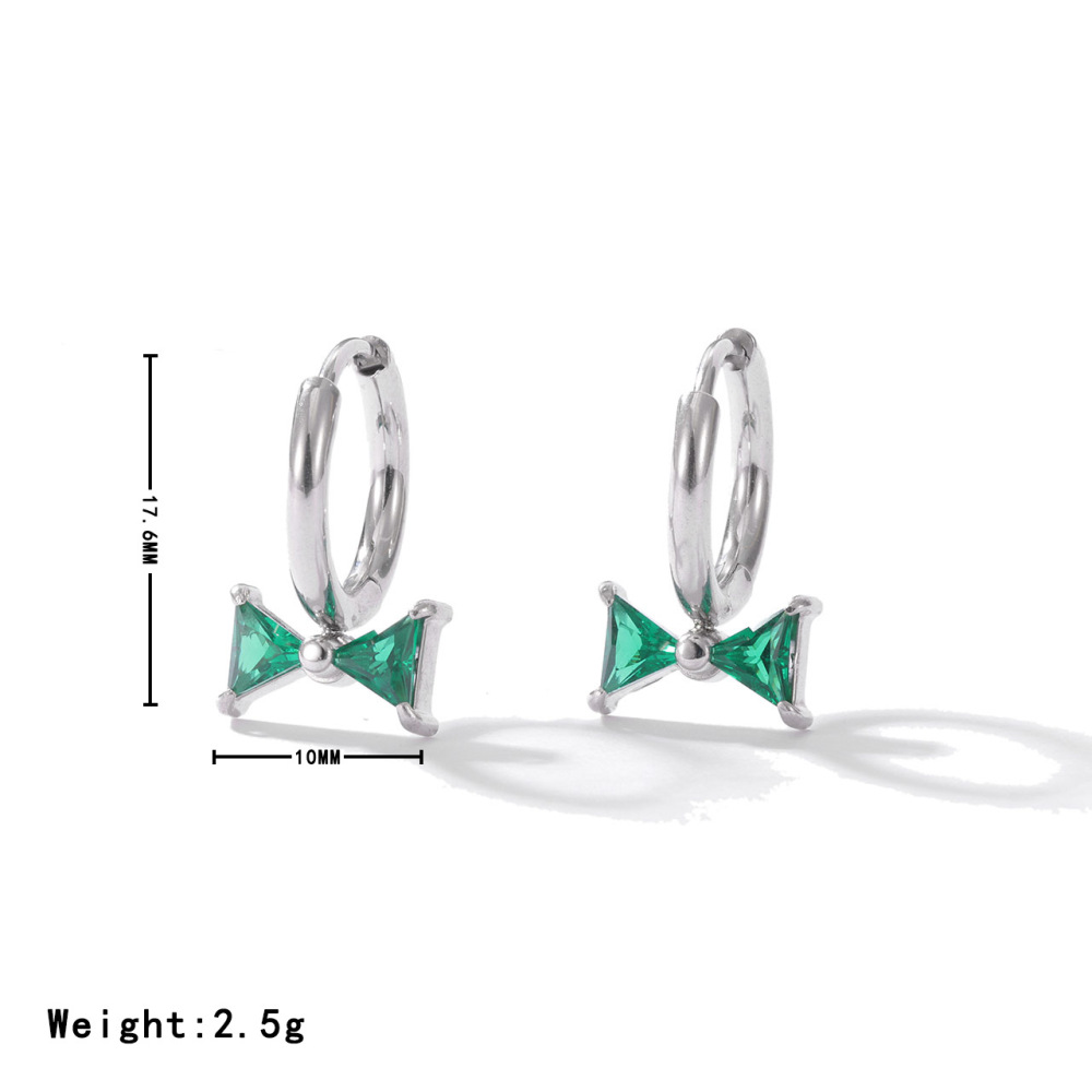 Triangle CZ Charm PVD 14K Stainless Steel Hoop Earrings with Hinged Snap Back
