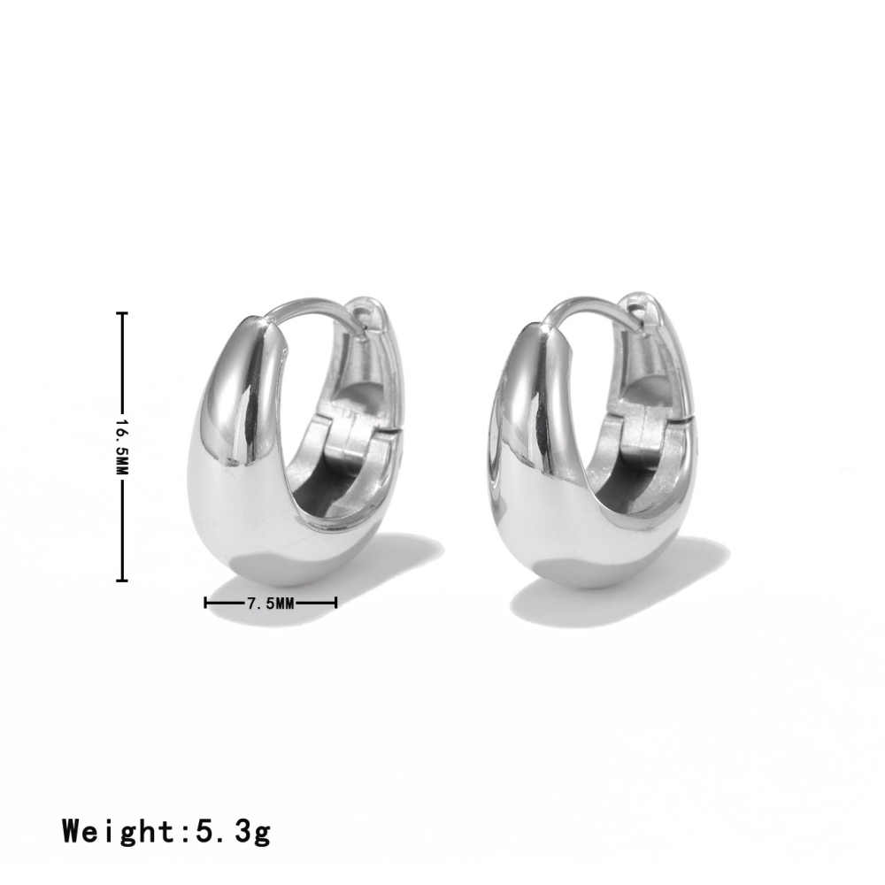 Polished Dome Stainless Steel Huggie Hoop Earrings in PVD 14K Gold