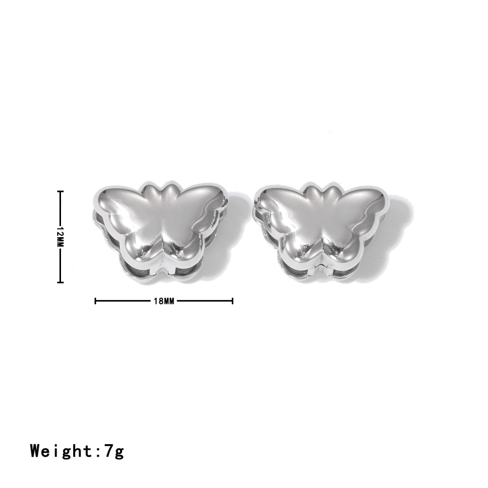Butterfly Dome Stainless Steel Stud Earrings with PVD 14K Gold Coating