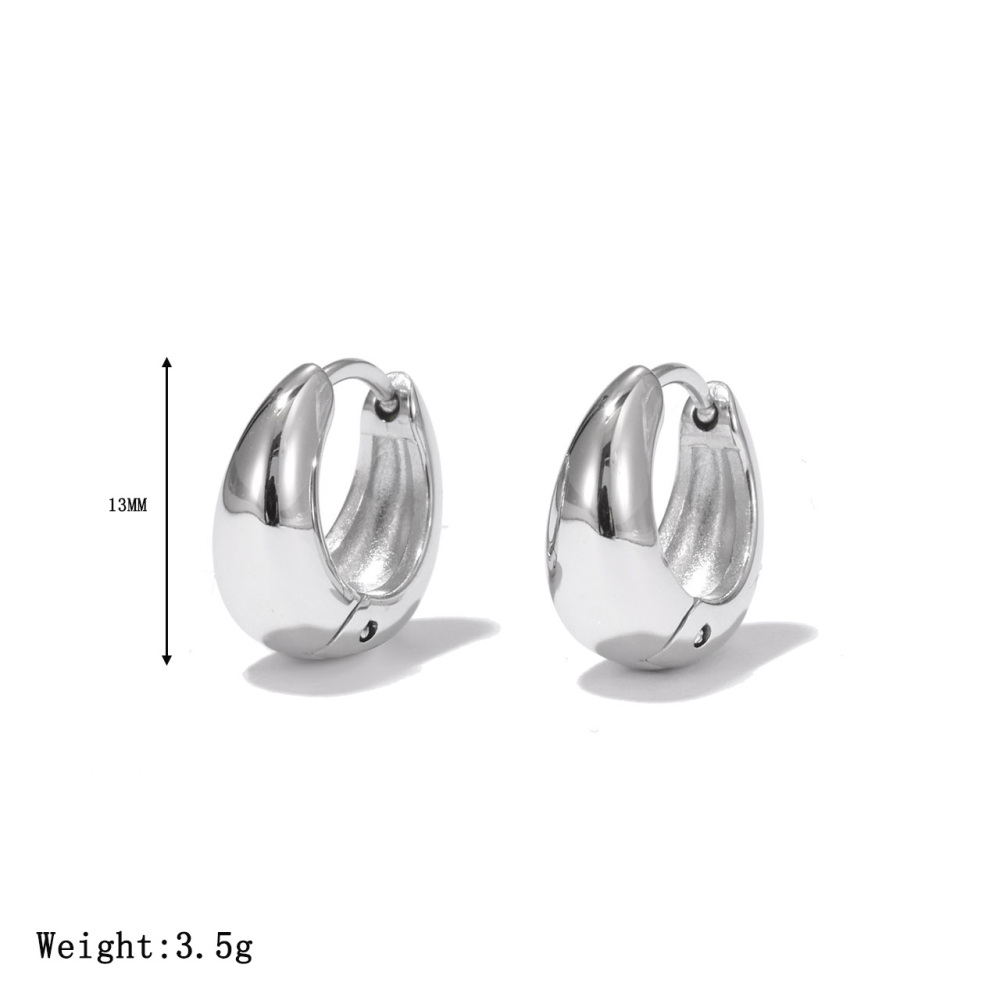 Polished Stainless Steel Rounded U-Shaped Hoop Earrings in PVD 14K Gold