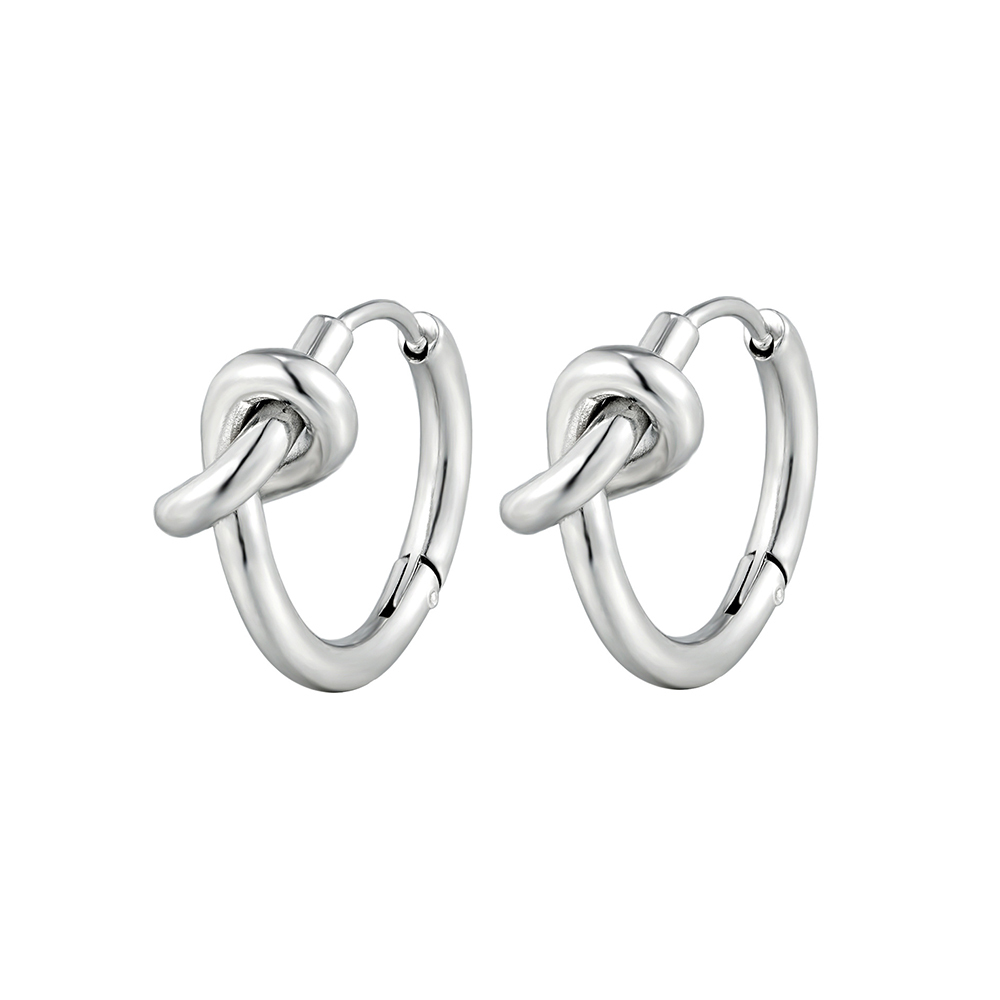 High Polished Knotted Huggie Hoop Earrings In PVD-coating Stainless Steel