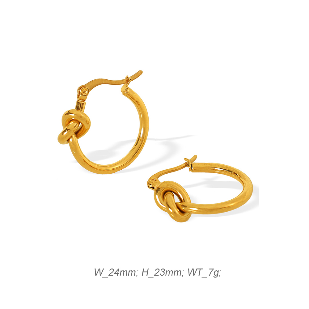 Nordic Knot Small Hoop Earrings In Stainless Steel with PVD gold coating