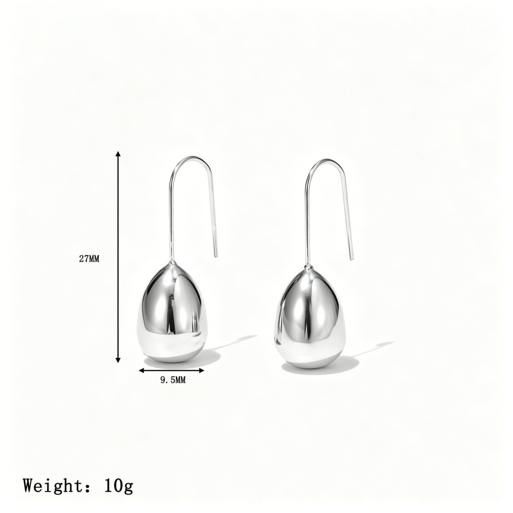 Polished PVD Stainless Steel Chunky Teardrop Dangle Earrings with French Hook