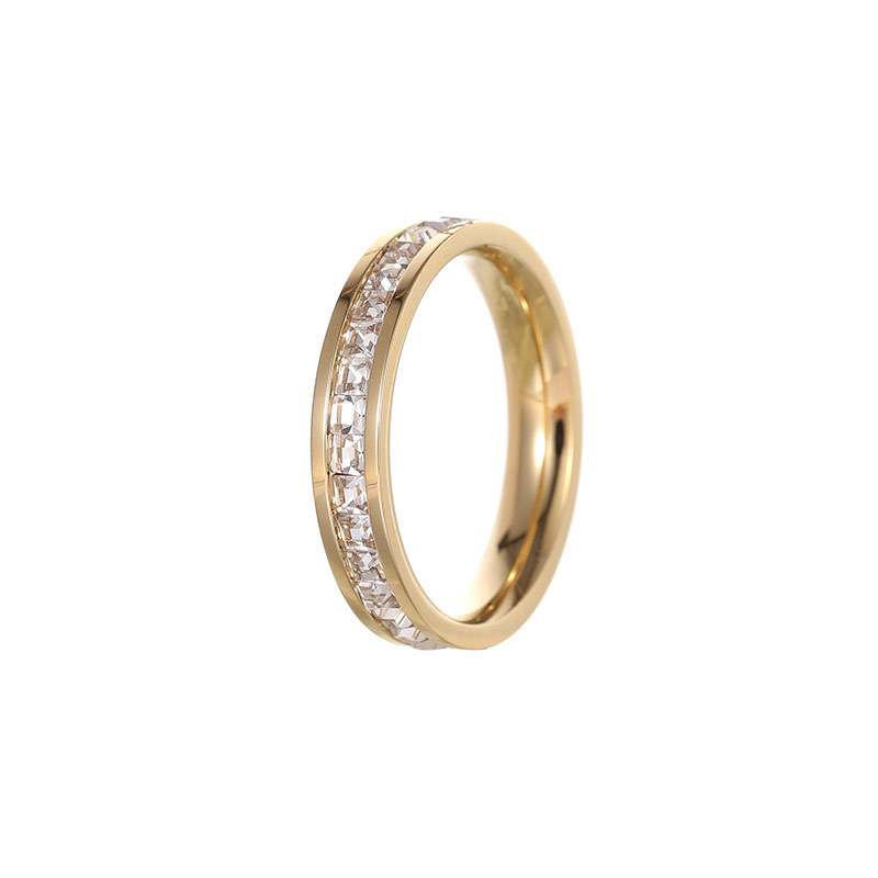 PVD 14K Gold Plated Stainless Steel Baguette Eternity Band Ring