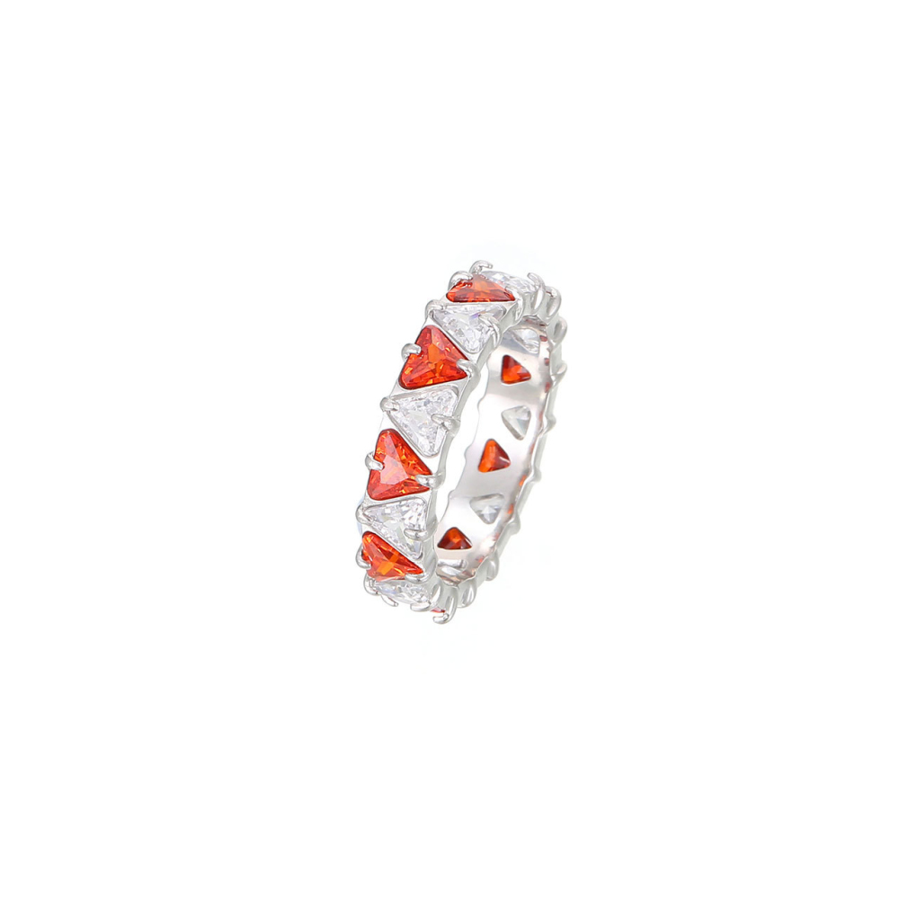 Vibrant Triangle CZ Eternity Band in Stainless Steel with PVD 14K Gold
