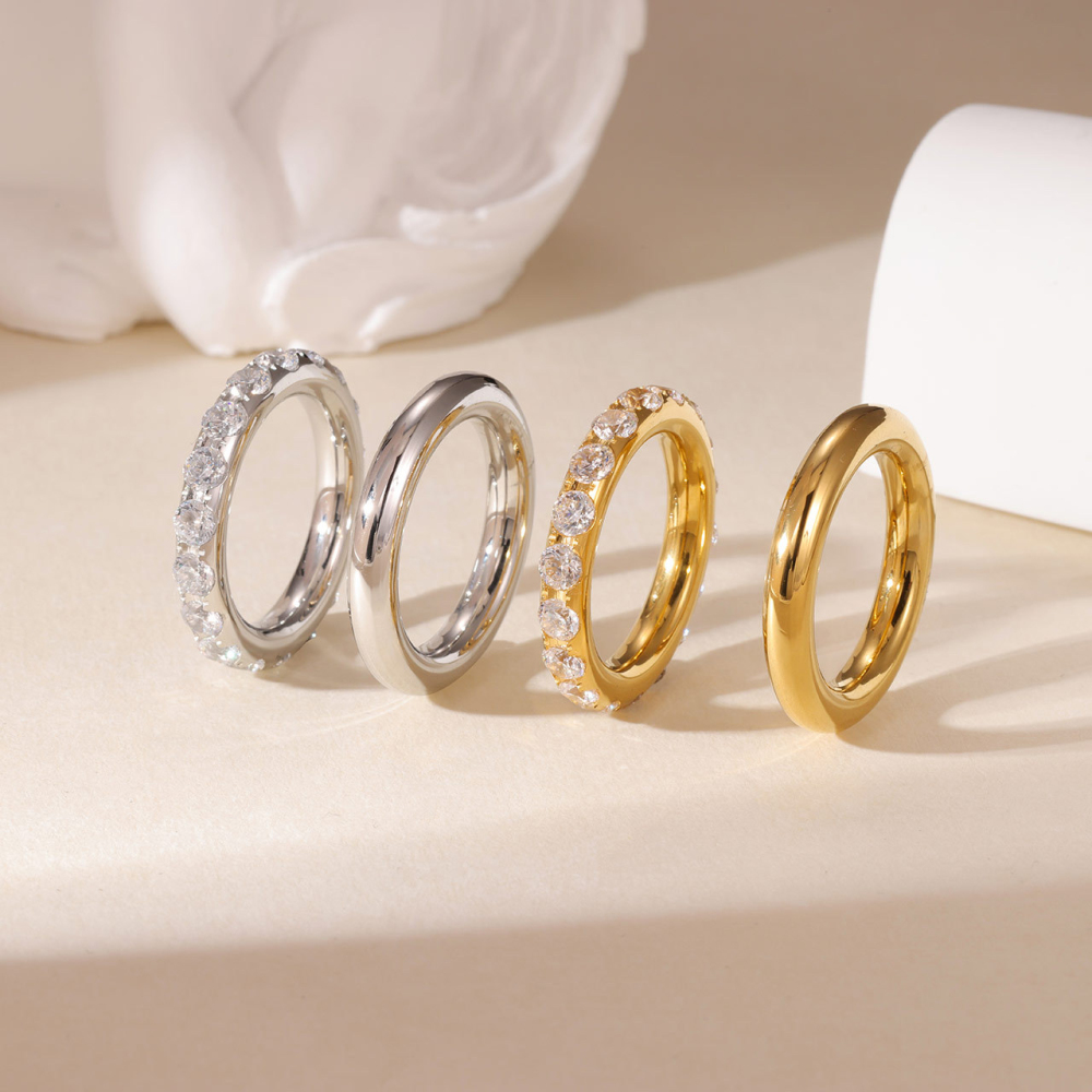 High Polish Dome Band in PVD Stainless Steel 14K Gold