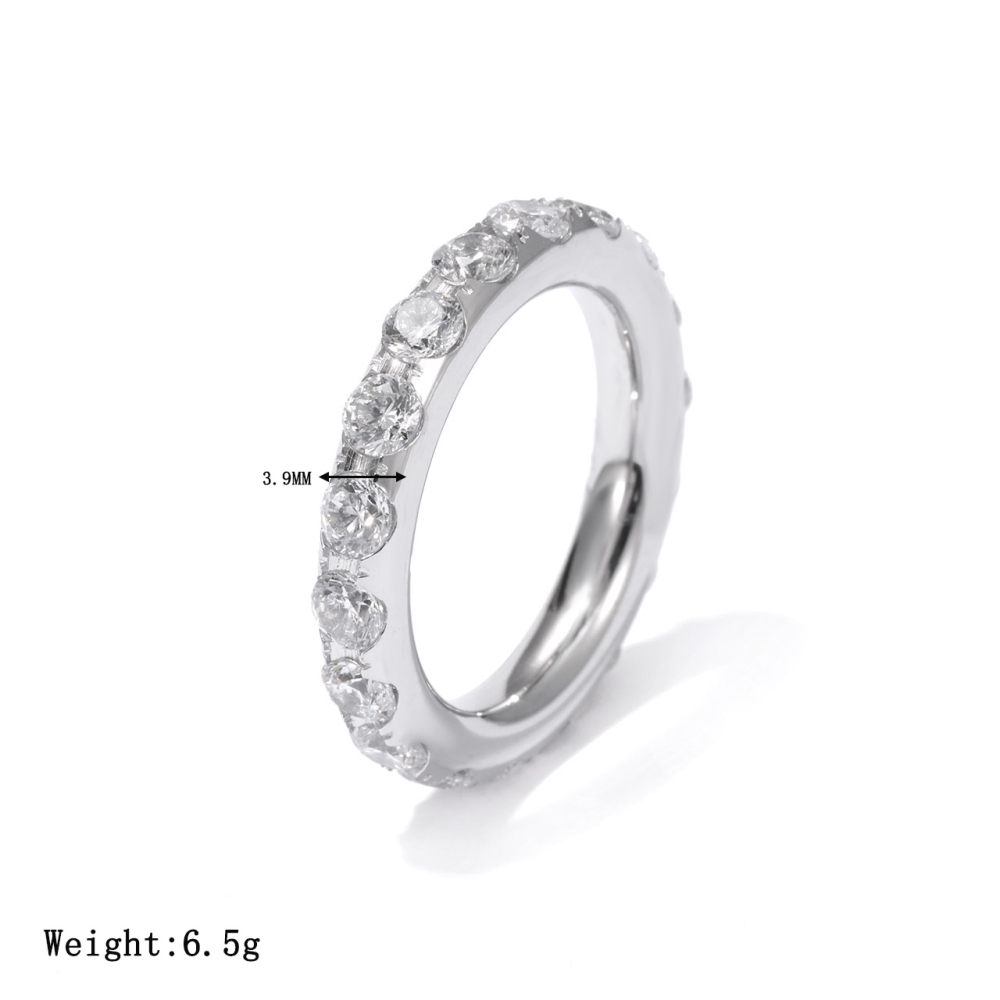 Half Eternity CZ Band in PVD Stainless Steel 14K Gold