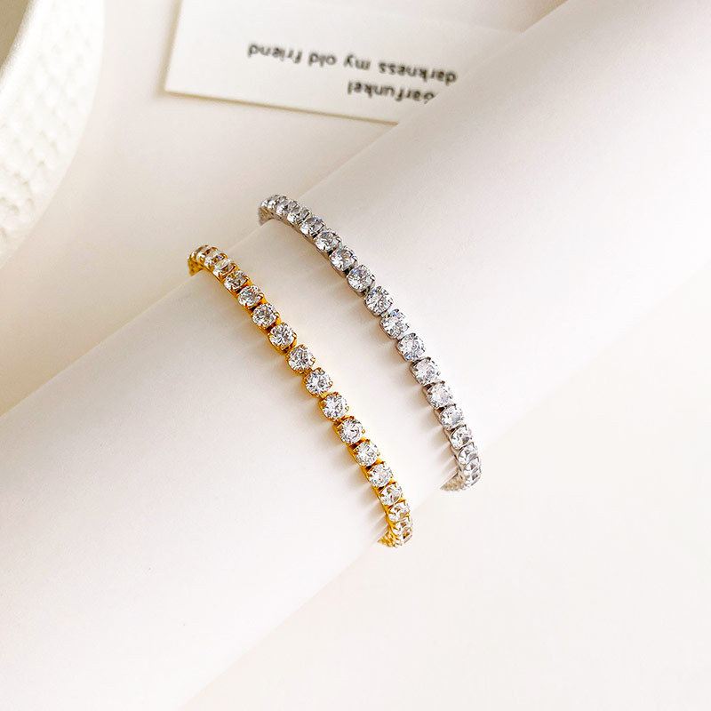 Classic Round CZ Tennis Bracelet in PVD Stainless Steel 14K Gold
