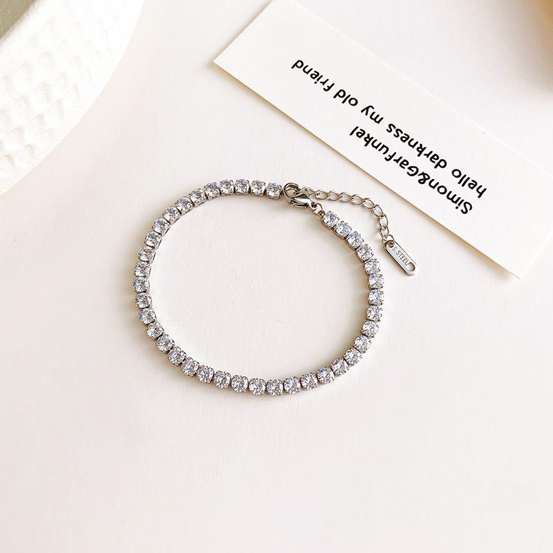 Classic Round CZ Tennis Bracelet in PVD Stainless Steel 14K Gold