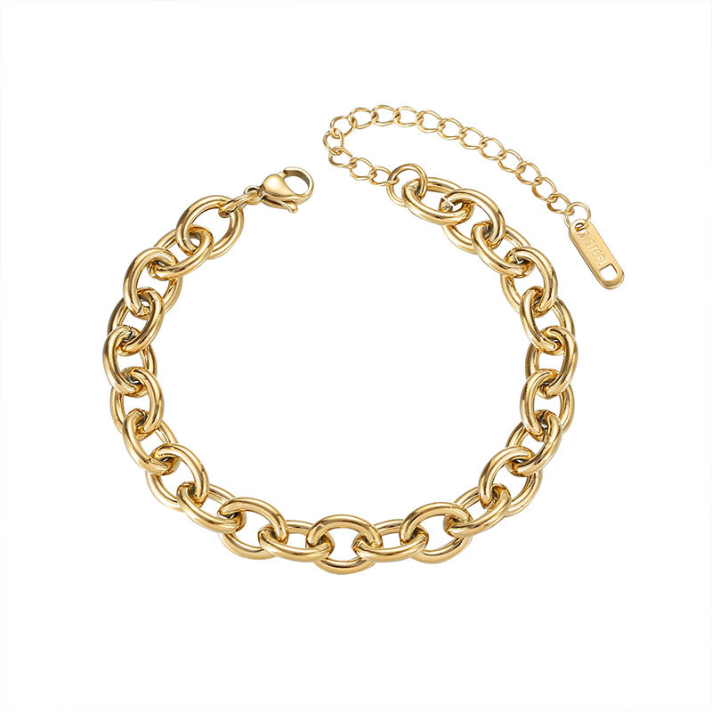 Chunky Oval Link Chain Bracelet in PVD Stainless Steel 14K Gold
