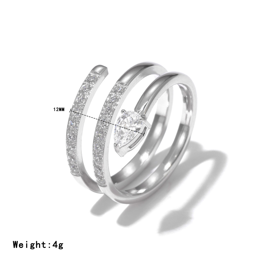 Serpentine Wrap Ring with Pear-Cut CZ and Pave Bands in PVD Stainless Steel 14K Gold