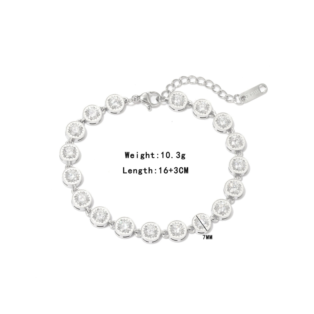 Bezel Set CZ Tennis Bracelet in Stainless Steel PVD 14K Gold