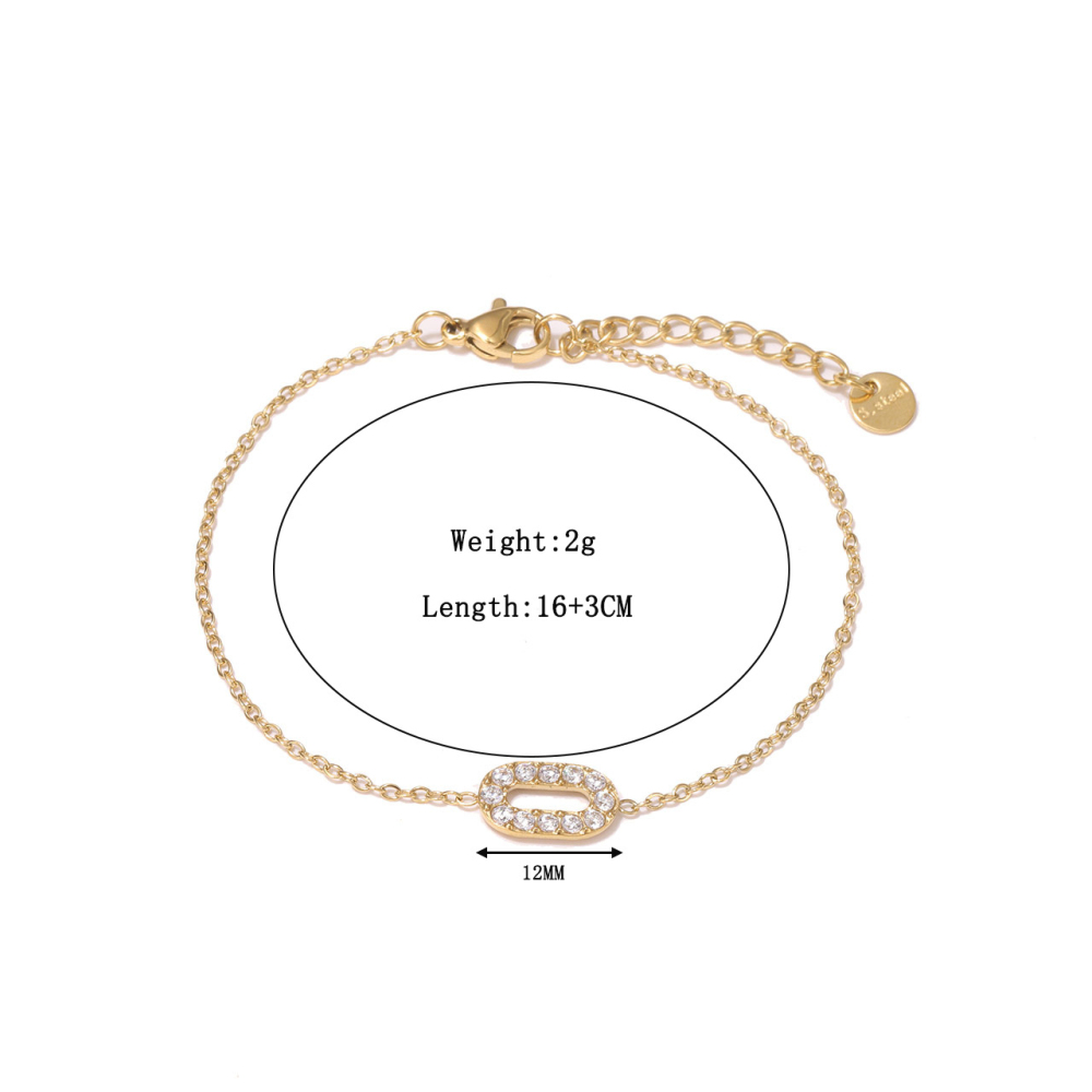 Pave CZ Capsule Charm Cable Chain Bracelet in PVD Stainless Steel 14K Gold