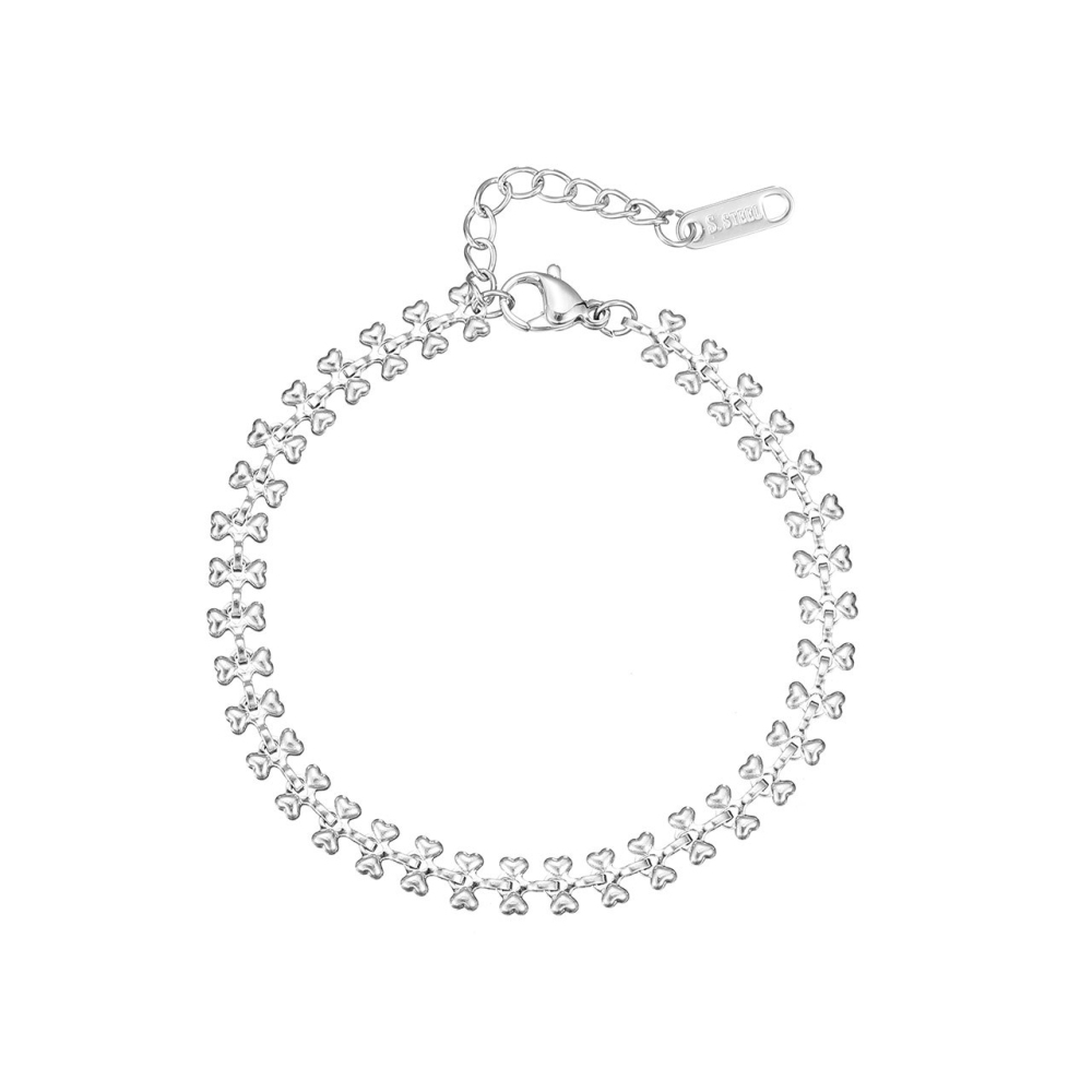 Linked Heart Motif Chain Bracelet in PVD Stainless Steel 14K Gold