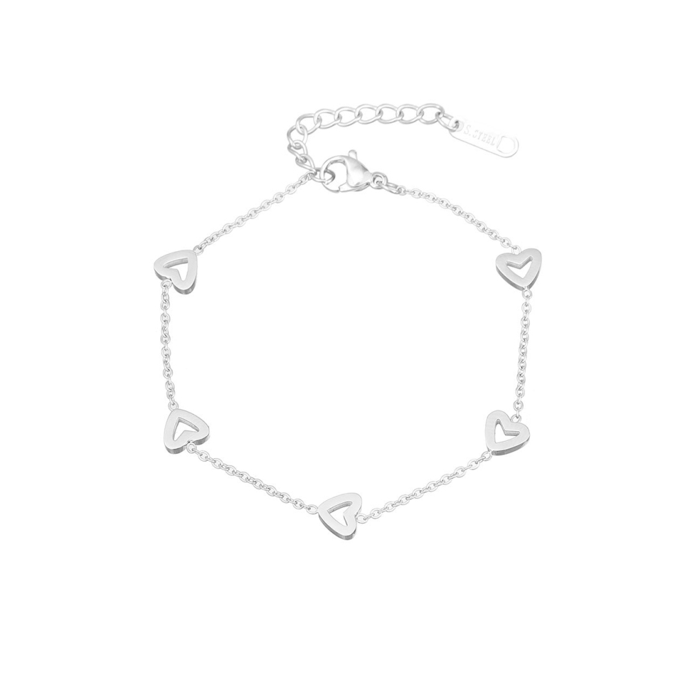 Open Heart Station Bracelet in PVD Stainless Steel 14K Gold
