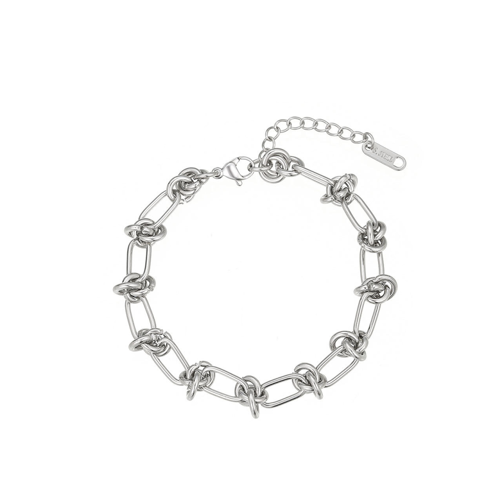 Interlocking Knot and Paperclip Chain Bracelet in PVD Stainless Steel 14K Gold