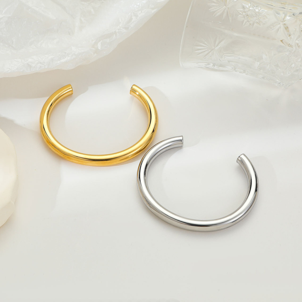 Chunky Open Cuff Bracelet in PVD Stainless Steel 14K Gold