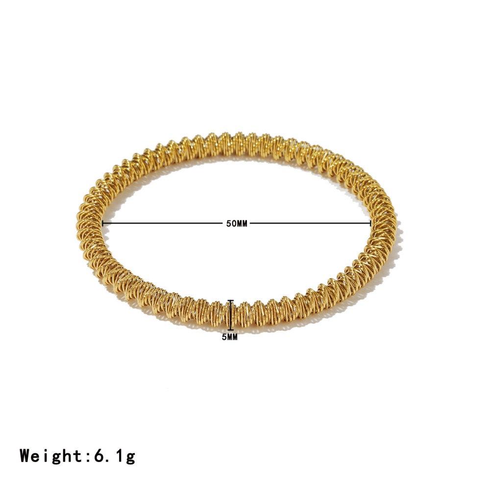 Textured Coil Bangle in PVD Stainless Steel 14K Gold