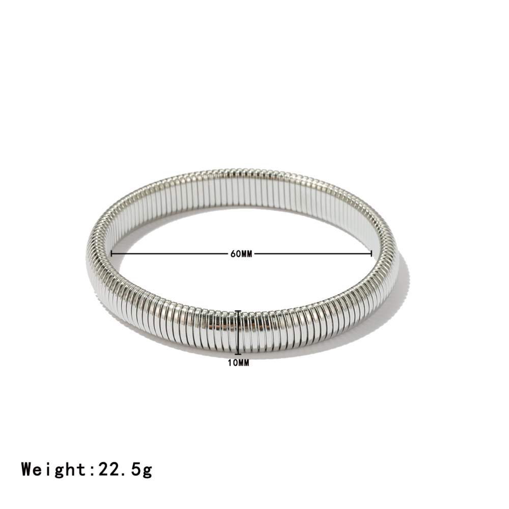 Ribbed Fluted Bangle in PVD Stainless Steel 14K Gold