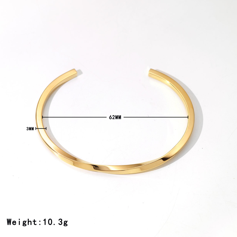 Twisted Open Cuff Bracelet in PVD Stainless Steel 14K Gold
