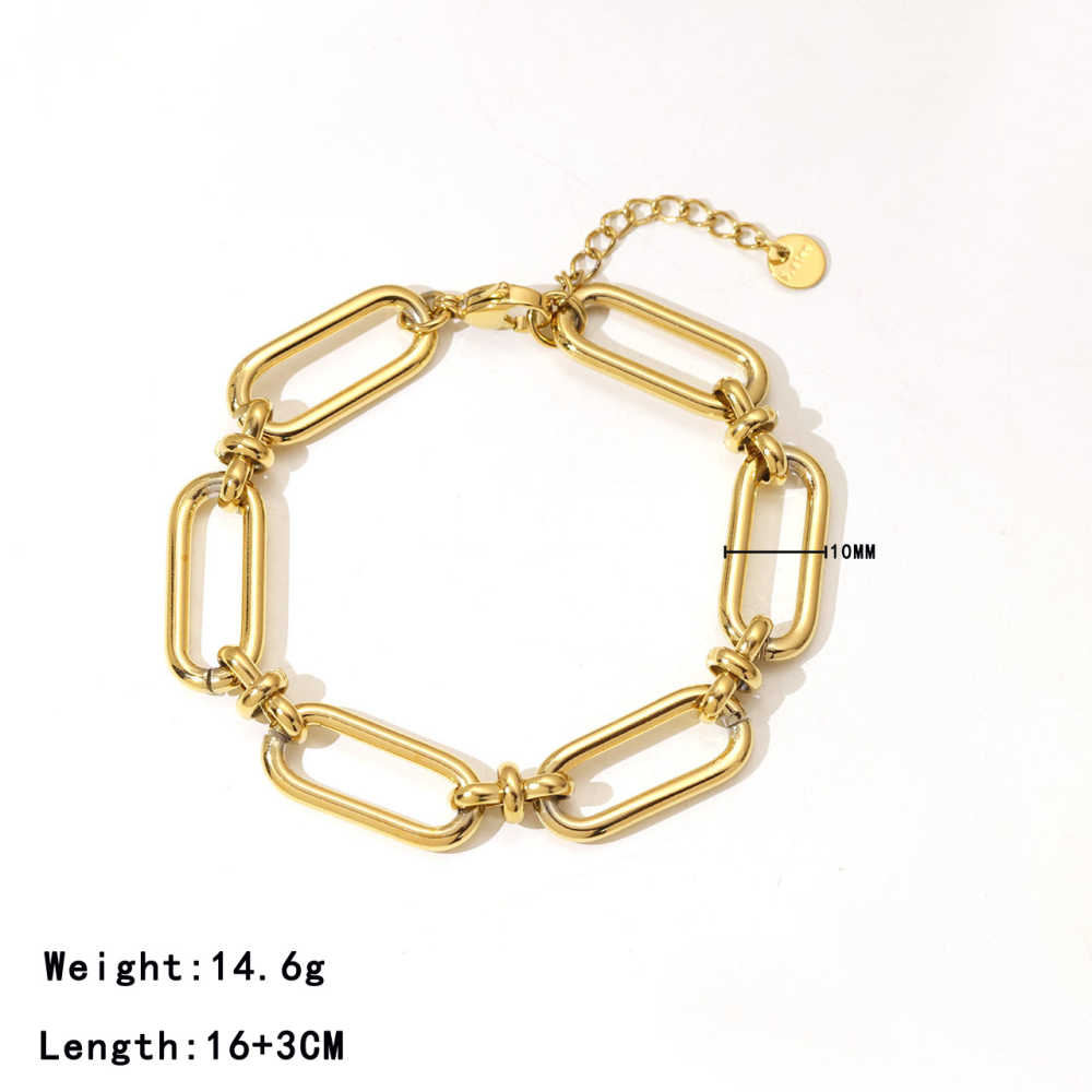Chunky Paperclip and Knot Link Bracelet in PVD Stainless Steel 14K Gold
