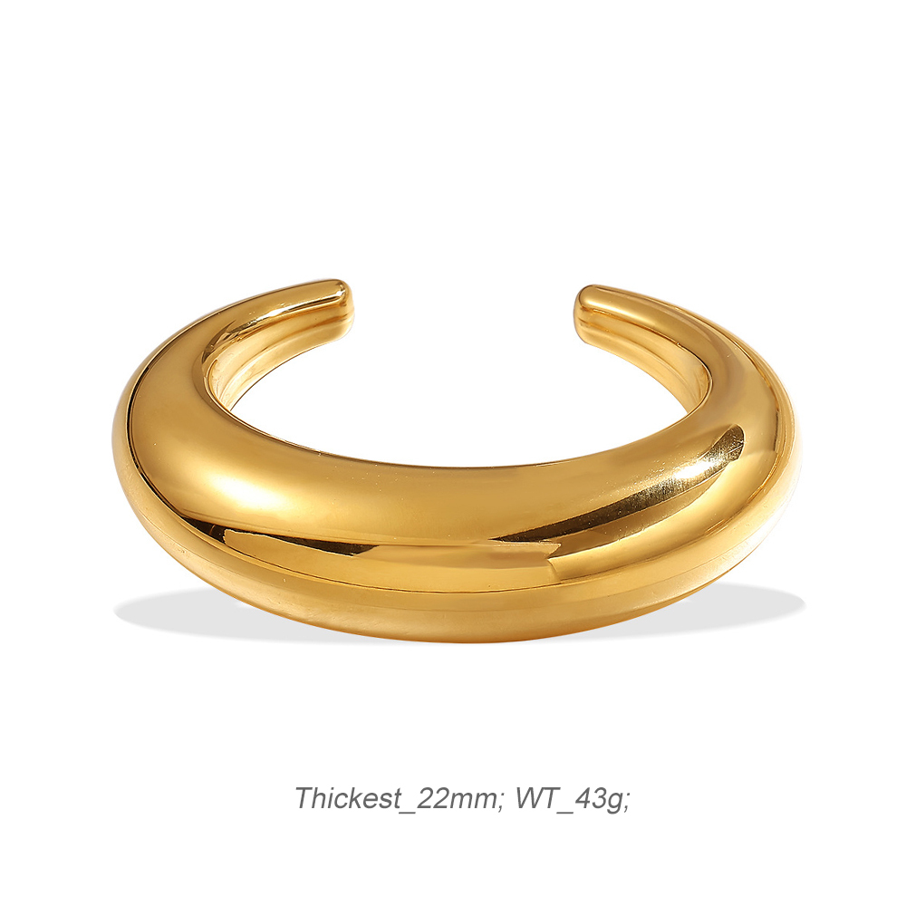 High-polish Oversize Sculptural Cuff Bracelet In PVD-coating Stainless Steel
