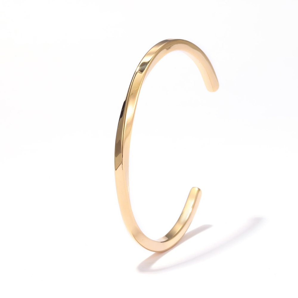 Flat Open Cuff Bracelet in PVD Stainless Steel 14K Gold