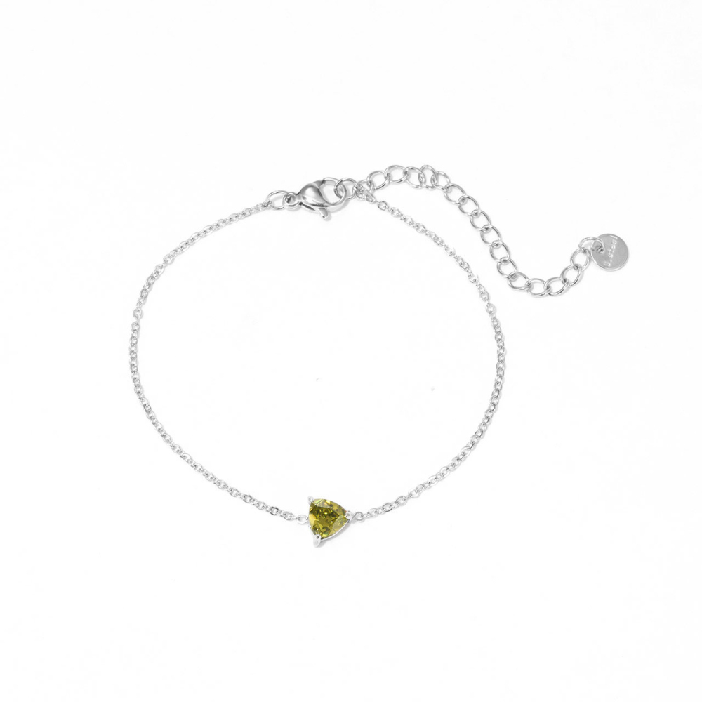 Trillion-Cut CZ Solitaire Bracelet in PVD Stainless Steel 14K Gold