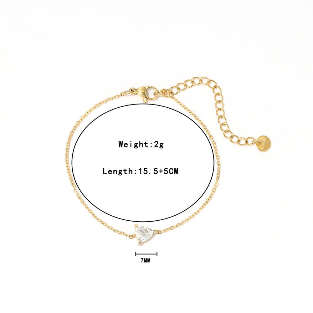 Trillion-Cut CZ Solitaire Bracelet in PVD Stainless Steel 14K Gold