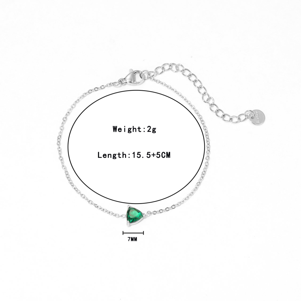 Trillion-Cut CZ Solitaire Bracelet in PVD Stainless Steel 14K Gold