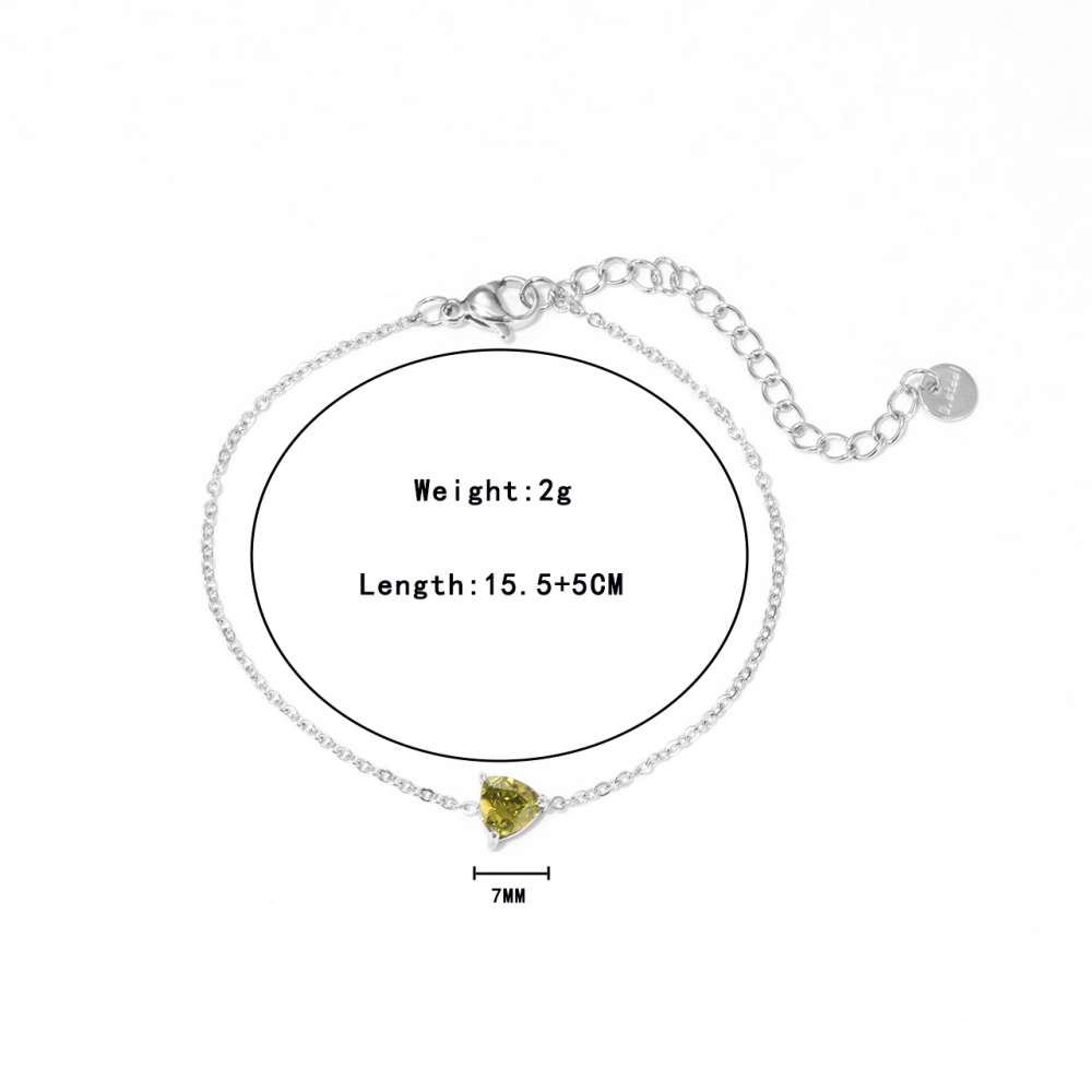 Trillion-Cut CZ Solitaire Bracelet in PVD Stainless Steel 14K Gold