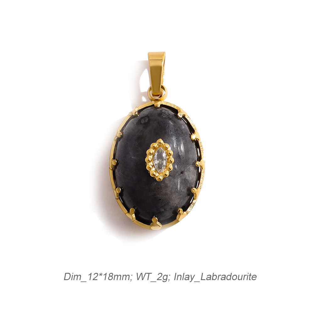 Romantic Vision Bezel Set Pendant Charm In 18K PVD-Gold Stainless Steel
