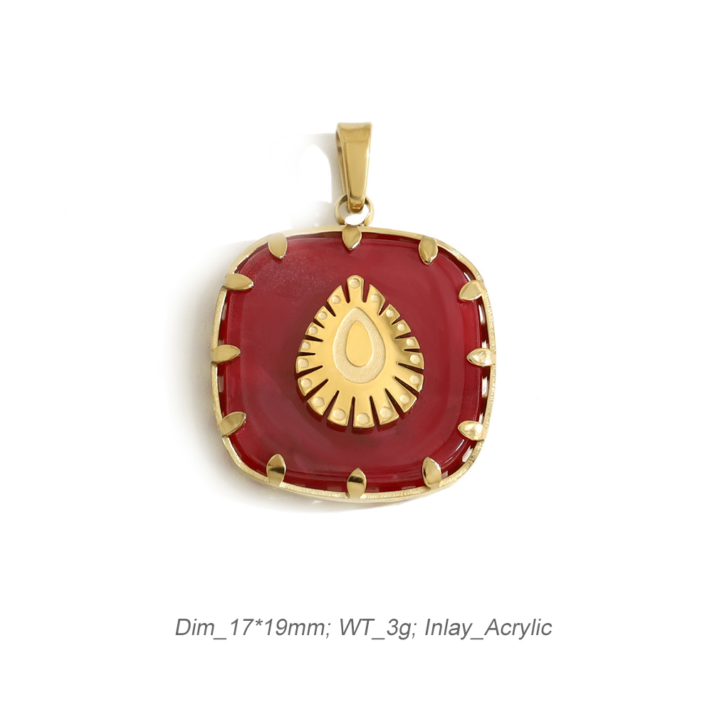 Romantic Vision Bezel Set Pendant Charm In 18K PVD-Gold Stainless Steel