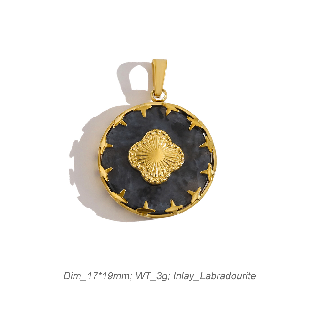 Romantic Vision Bezel Set Pendant Charm In 18K PVD-Gold Stainless Steel